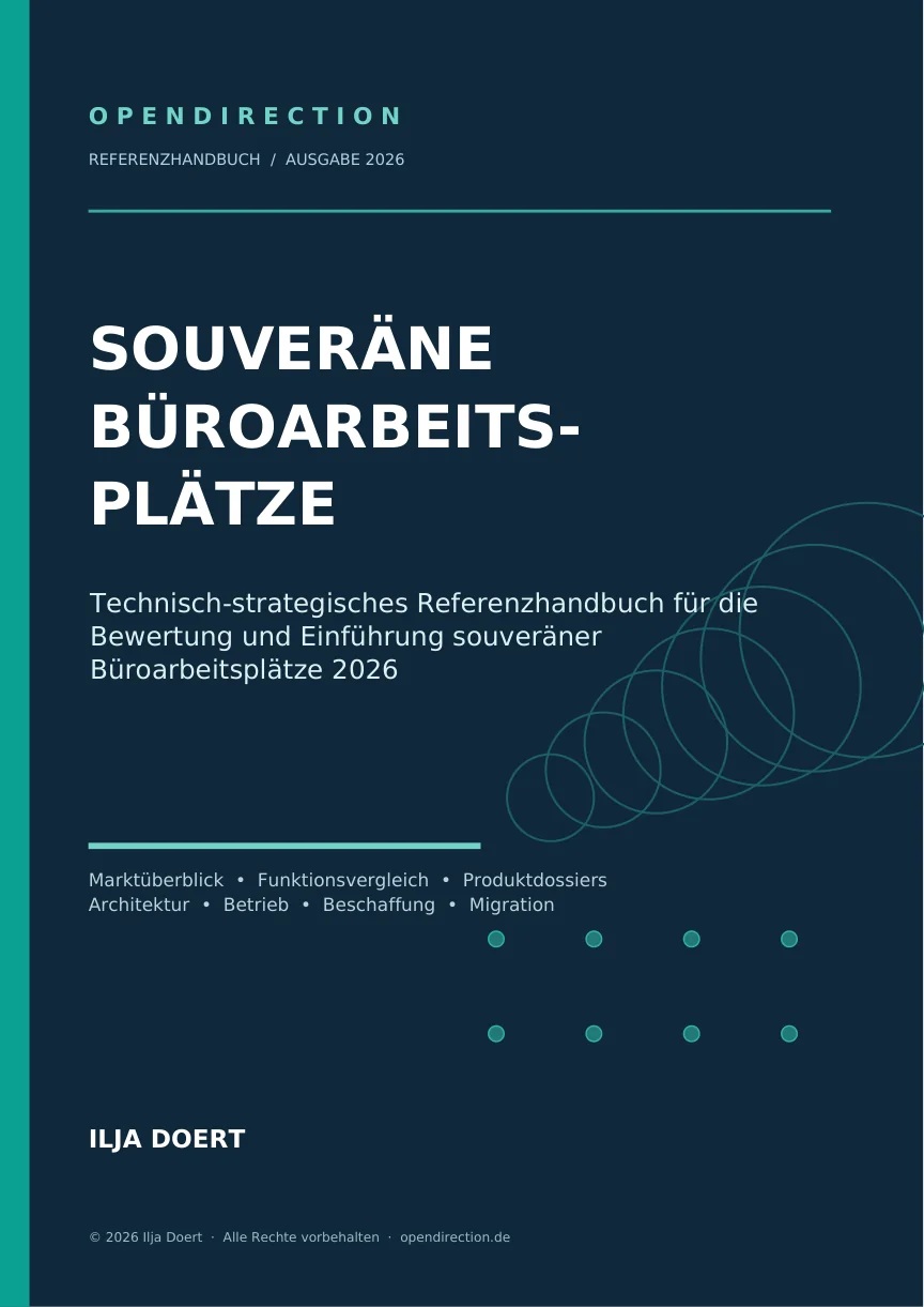 Titelseite des Referenzhandbuchs Souveräne Büroarbeitsplätze 2026