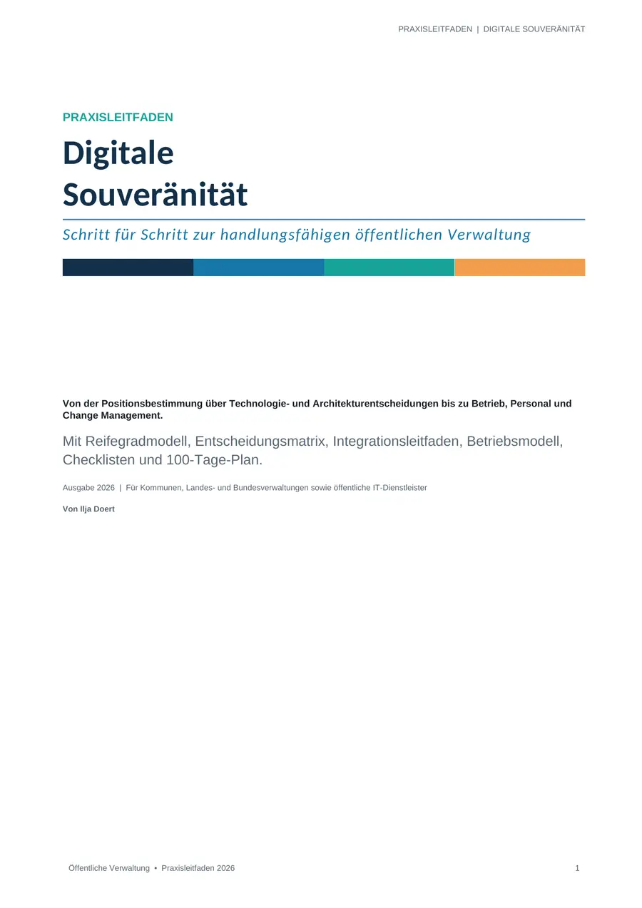 Cover des Praxisleitfadens Digitale Souveränität von Ilja Doert